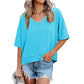 🏖️Summer Cool Deal: ONLY ￡12.99!💃Women's Half Sleeve V-Neck Top with Patchwork Hem
