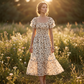 🌈2026 Summer Hot Sale 50% OFF!✨Square Neck Floral Midi Dress – Smocked Bodice, Flowy Tiered Skirt, Romantic 🌸1