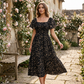 🌈2026 Summer Hot Sale 50% OFF!✨Square Neck Floral Midi Dress – Smocked Bodice, Flowy Tiered Skirt, Romantic 🌸1