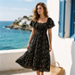🌈2026 Summer Hot Sale 50% OFF!✨Square Neck Floral Midi Dress – Smocked Bodice, Flowy Tiered Skirt, Romantic 🌸1