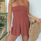 🔥Summer Womens Romper 🔥 Strapless Tube &Beach Vacation Clothes Ruffle&Jumpsuits Pockets