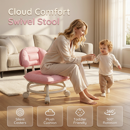 ☁️💪 50% OFF! 🪑Rolling Stool with Backrest – Padded & supportive.