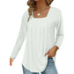 💕LAST DAY SALE ONLY ￡11.99!!💕🌿 Cotton Elegant Pleated Square Neck Top