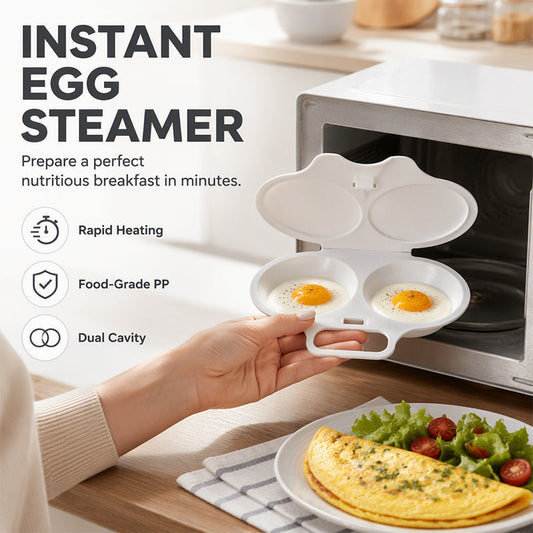 🥳2026 HOT SALE🥳💞50K+ SOLD! 🥗🎁 50% OFF + BUY 2 GET 3 FREE! Microwave Egg Poacher –Dual‑cavity, non‑stick & easy clean. Healthier than frying – stock up & save! 🏠✅2