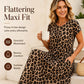 🥳2026 HOT SALE 50% Off🥳💞Women's Leopard Print Maxi Dress with Pockets Casual Short Sleeve Long Dress