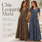 🥳2026 HOT SALE 50% Off🥳💞Women's Leopard Print Maxi Dress with Pockets Casual Short Sleeve Long Dress