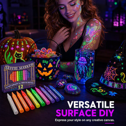 💗LAST DAY SALE 50% OFF⚡50K+ SOLD💕Glow Tattoo Pens – Safe, Wash-Off & Glows Under Blacklight! ✨🇬🇧 | Perfect for Glasto, Birthdays & More!