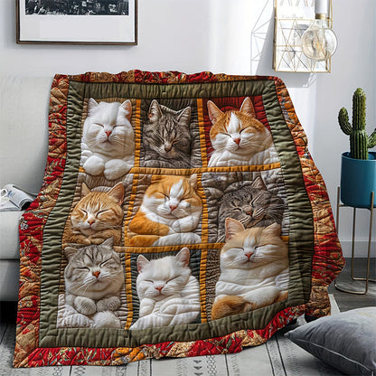 🎁LAST DAY SALE: £11.98!! 🐱💤 Cozy 9‑Panel Sleeping Cats Blanket – Ultra‑Soft Flannel, Reversible Design, Perfect for Sofa, Bed & Travel 🌙✨