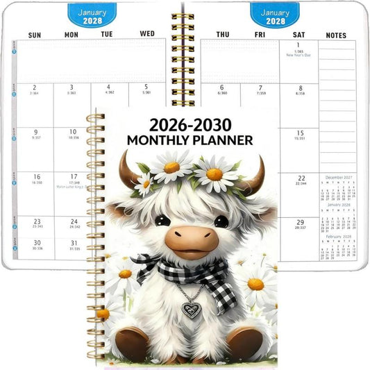 🏆Surprise Price: Only £7.99!!!🐄2026-2030 Monthly Planner Cute Highland Cow