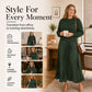 🌸LAST DAY-50% OFF!!💃Effortless Elegance | Women's Pleated Round-Neck Maxi Dress