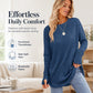 💖2026 Autumn’s Sale 70% OFF✨🍂Women's Casual Crewneck Long Sleeve Top With Thumb Holes and Curved Hem