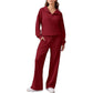 🔥LAST DAY SALE 70% OFF👍Women's Half-Zip Lapel Top and Wide-Leg Pants Set