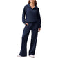 🔥LAST DAY SALE 70% OFF👍Women's Half-Zip Lapel Top and Wide-Leg Pants Set