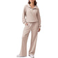 🔥LAST DAY SALE 70% OFF👍Women's Half-Zip Lapel Top and Wide-Leg Pants Set