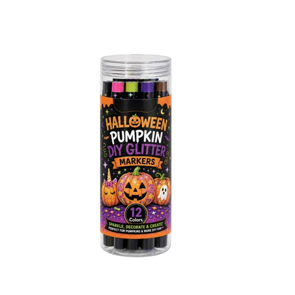 12 Colors Halloween Pumpkin DIY Glitter Markers Set