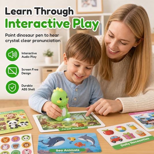 🔥Only £27.99 Last Day Promotion!🎁50K+ SOLD!✨Smart Kids English Reading Pen with Dinosaur Cards Early Educational Learning Device Set