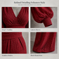 ⏳Last Day Sale Only ￡25.99!!🎁✨ Women's Two Piece Outfit Fall Winter Deep V Neck Lantern Sleeve Pleated Top and Wide Leg Pants with Pockets