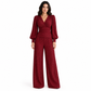 ⏳Last Day Sale Only ￡25.99!!🎁✨ Women's Two Piece Outfit Fall Winter Deep V Neck Lantern Sleeve Pleated Top and Wide Leg Pants with Pockets